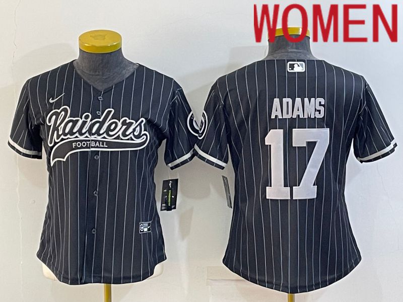 Women Oakland Raiders #17 Adams Black stripe 2022 Nike Co branded NFL Jerseys->women nfl jersey->Women Jersey